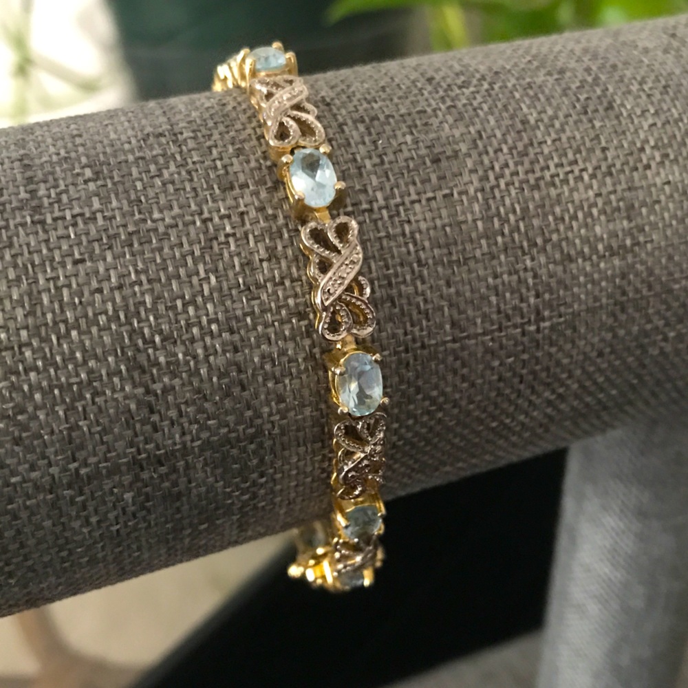 925 Silver Tennis bracelet with blue stones 💕